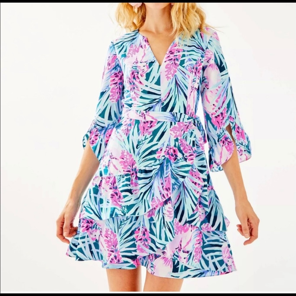 Lilly Pulitzer Mr Peacock Blue Tweethearts Dress Size L